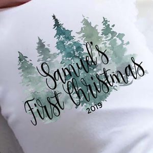 Personalised 1st Christmas Bodysuit Outfit - Christmas Trees