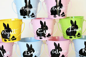 Green personalised Easter Bucket - Rabbit Silhouette