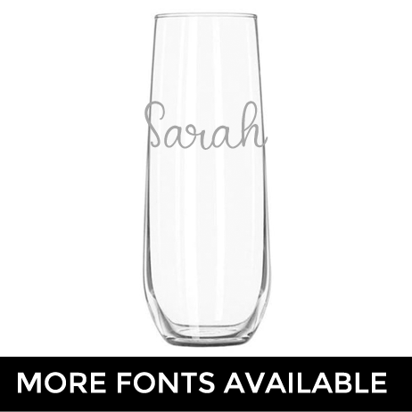 Etched Personalised Stemless Champagne Flute - Name Only, Horizontal