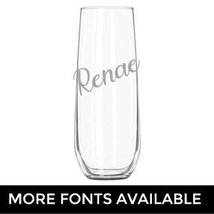 Etched Personalised Stemless Champagne Flute - Name Only, Angle