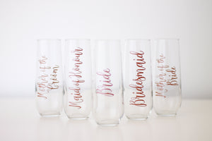 Vinyl Personalised Stemless Champagne Flute - Name Only, Vertical