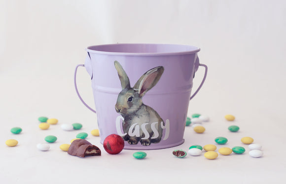 Personalised Easter Bucket - Watercolour Rabbit