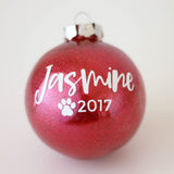 Personalised Paw Print Christmas Bauble Ornament for Pets