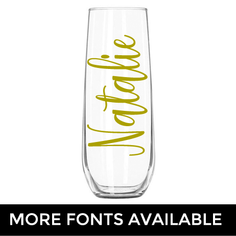 Vinyl Personalised Stemless Champagne Flute - Name Only, Vertical