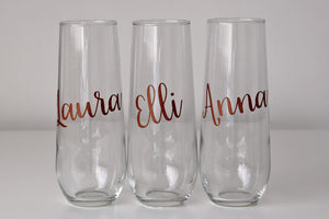 Vinyl Personalised Stemless Champagne Flute - Name Only, Angle