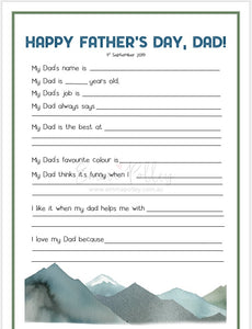 Father's Day Questionaire A4 Printable