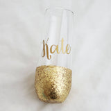 PERSONALISED Glitter wine glass, Birthday gift for her, 18th, 21st Birthday, 30th birthday, Stemless Champagne flute , birthday keepsake