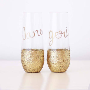 PERSONALISED Glitter wine glass, Birthday gift for her, 18th, 21st Birthday, 30th birthday, Stemless Champagne flute , birthday keepsake
